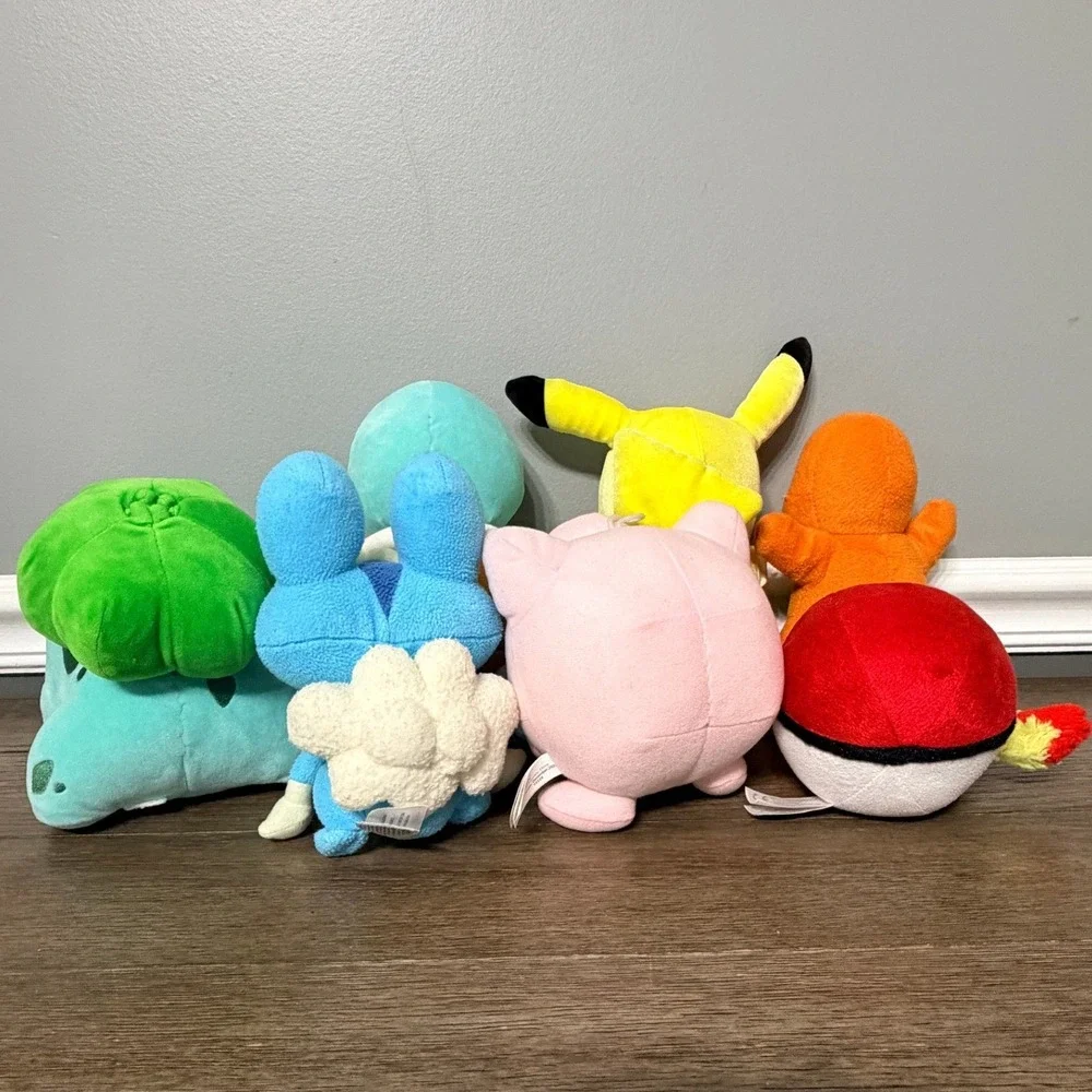 Pokemon Plush Lot of 7 Pikachu Charmander Squirtle Bulbasaur‎ Jigglypuff Froakie